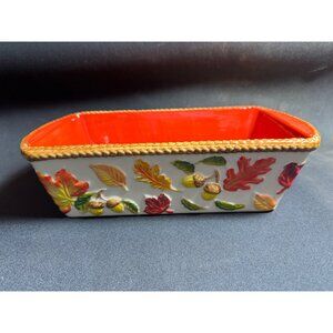 Temp-tations Autumn Harvest Ceramic Baking Dish With Decorative Leaf Pattern